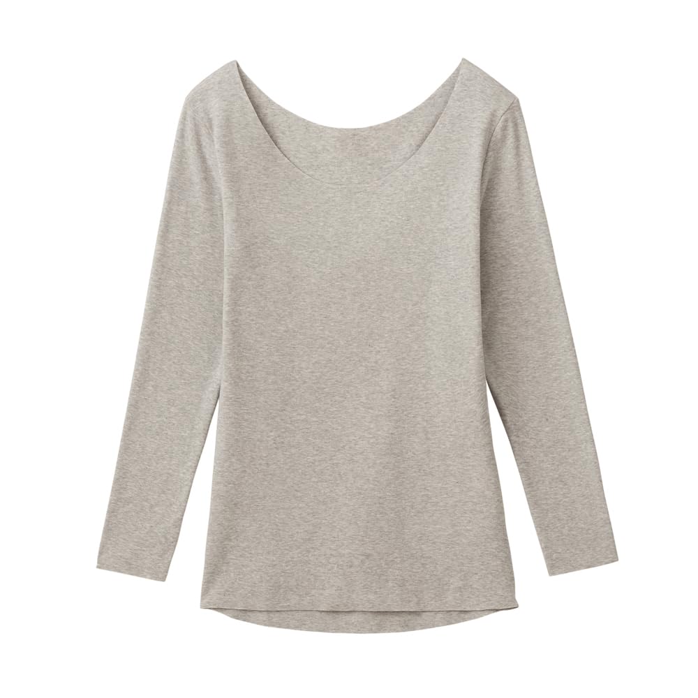 Gunze HOTMAGIC MH7846P Long Sleeve Cotton Fleece Gray Motif Women's Innerwear, Blend, Lining, Moisture-Wicking, Heat-Generating,