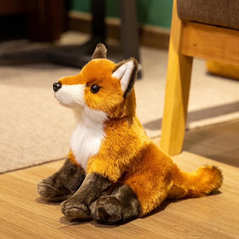 Simulation Fluffy Fox Plush Toy Soft Lifelike Orange Cunning Fox Stuffed Doll Kawaii Animal Plush Pillow Room Decor Kids Gift
