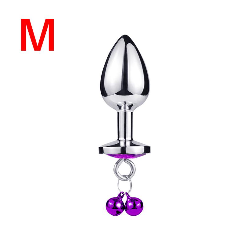 S/M/L Anal Plug Sexspielzeug Edelstahl Glattstahl Butt Plug mit Glöckchen runder Kristall Anhänger Schmuck