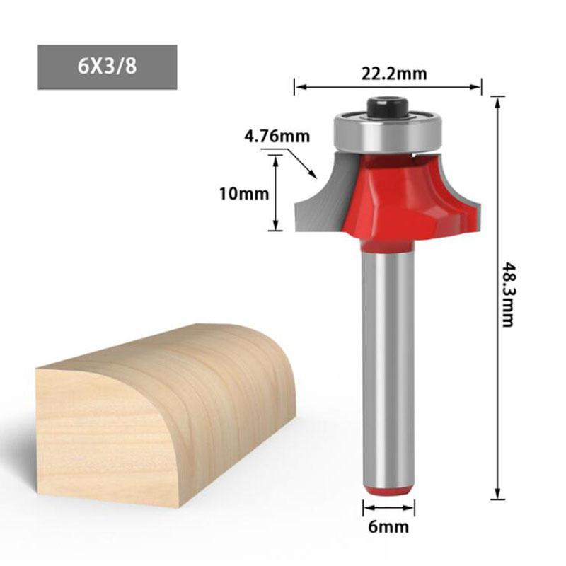Eck-Rundfräser mit 1/4- und 6-mm-Schaft und Lagerfräser für Holzarbeiten, Wolframkarbid