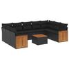 VidaXL Salon de Jardin avec Coussins 10 pcs, Canapés de Patio, Ensemble de Meubles, Mobilier de Terrasse Extérieur, Noir 3260361