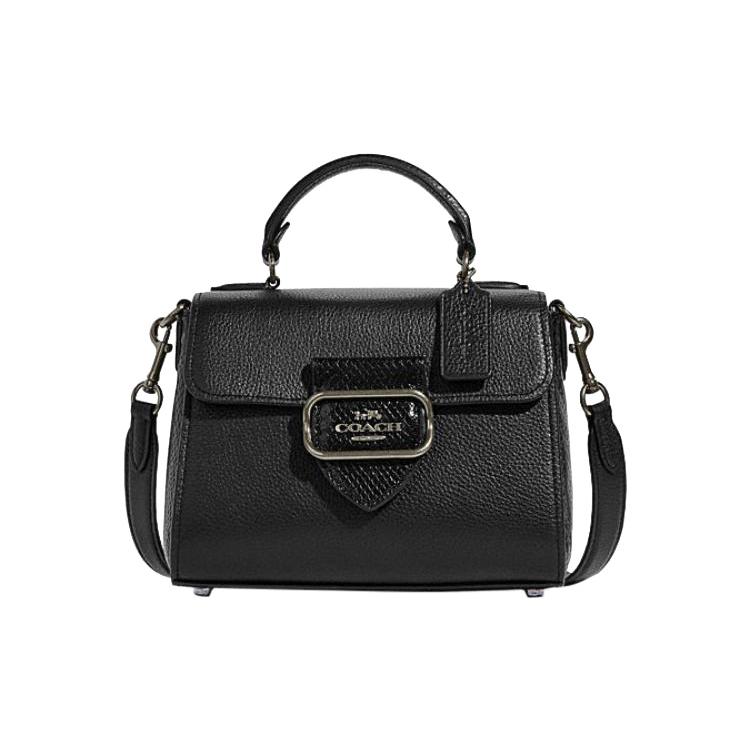 New COACH With Cow Leather And Sheepskin Shoulder Bag, Crossbody Bag, Handbag Trumpets Women's Black CF321-QBM2