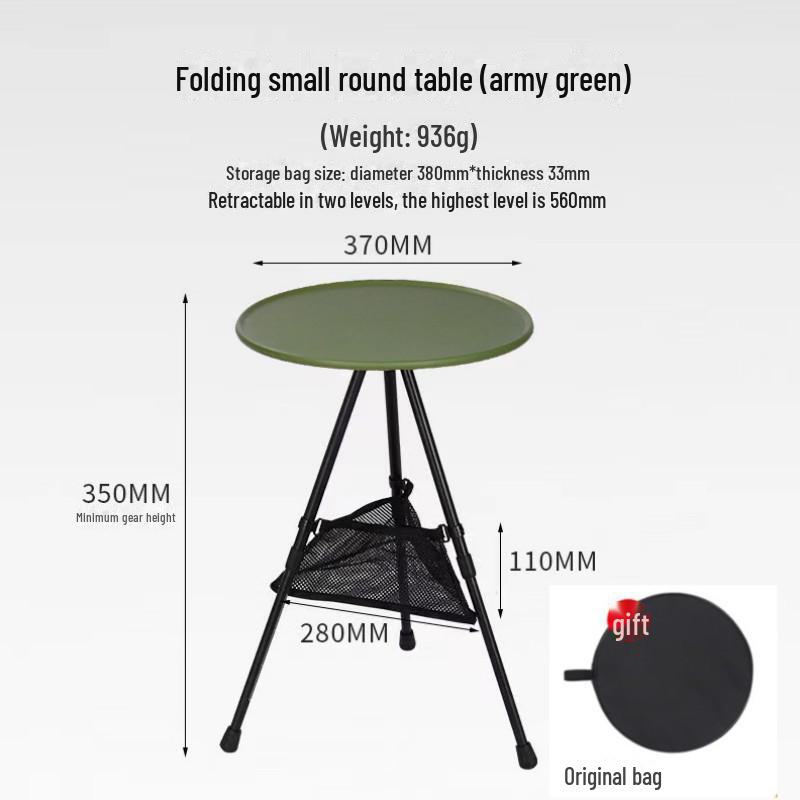 Přenosný skládací kempingový stůl se stativem - lehký kulatý konferenční stolek pro venkovní použití