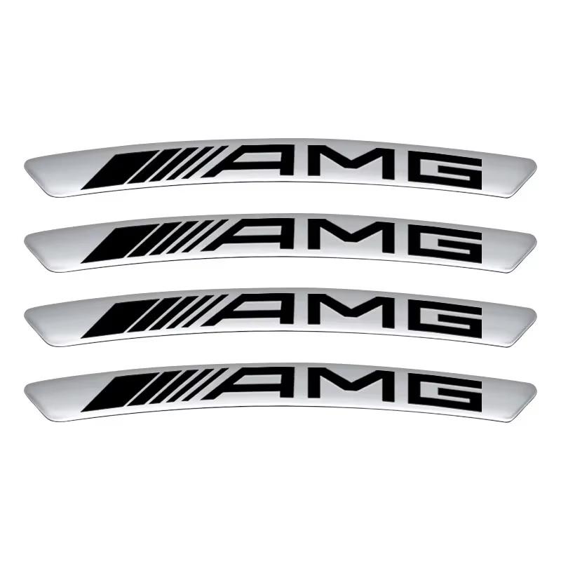 

4Pcs Aluminium Car Wheel Hub Styling Stickers Decoration Strip Accessories For AMG Mercedes Benz GLC GLE GLK W190 W201 C180 C200