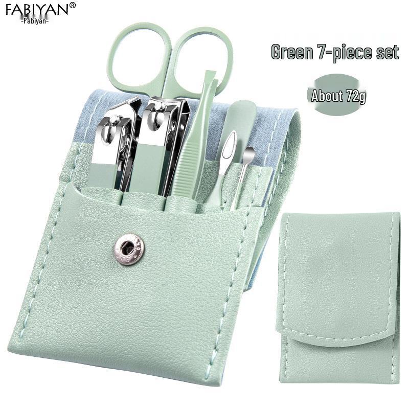 Stainless Steel Manicure Set with Nail Clippers, File, and Tools In Zipper Bag.