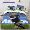 TBlack Blue Jersey Football Player No.18 3PCS Bedding Set Duvet Cover with 2 Pillowcases, Stadium Running Soccer Print Bed Cover