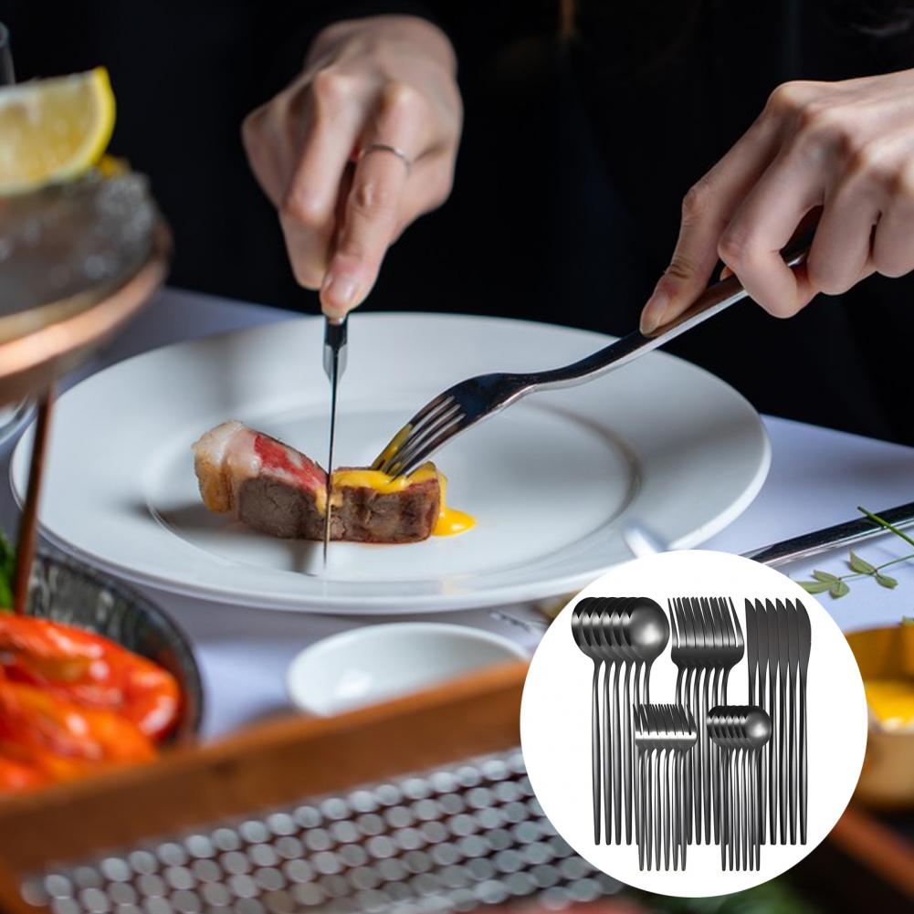 24/30pcs Dinnerware Set Fork Spoon Set Stainless Steel Dinnerware Set for Family Gatherings Rust-proof Cutlery for 6 for Kitchen
