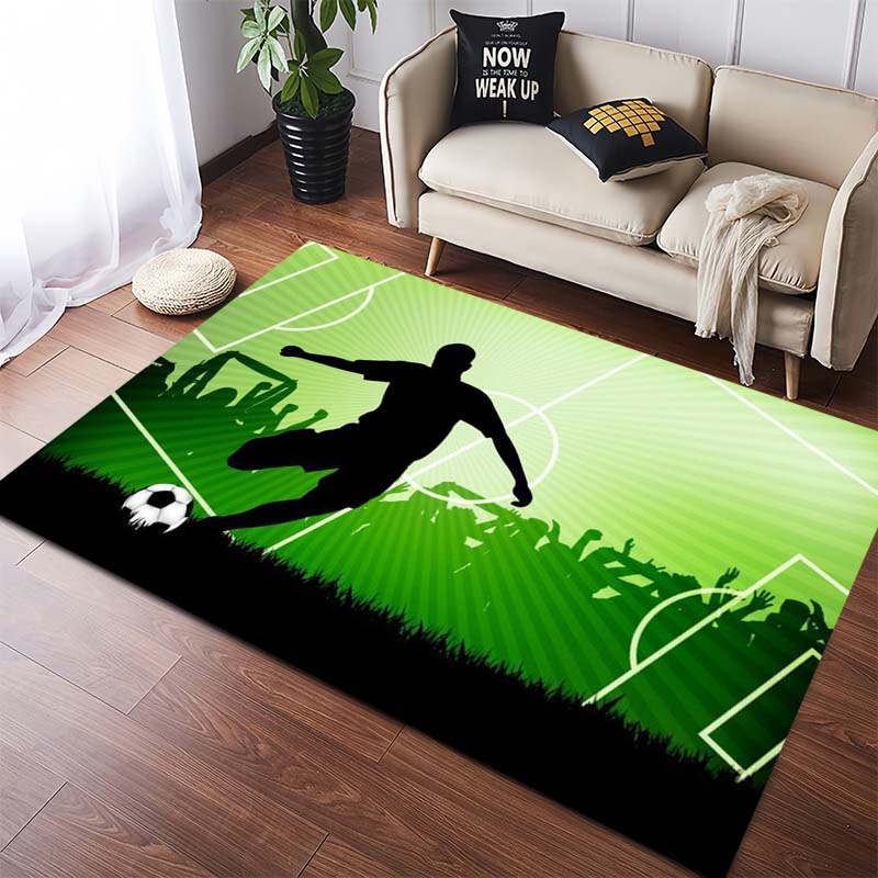 Red Abstract Swirl Splatter Classic Soccer Graphic Non Slip Area Rug Washable Sports Football Fan Living Bedroom Game Room Decor Floor Carpet
