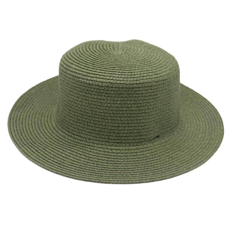 Color Dome Flat Top Brim Monochrome Straw Hat Popular Bare French Beach Hat Sunshade Breathable Hat