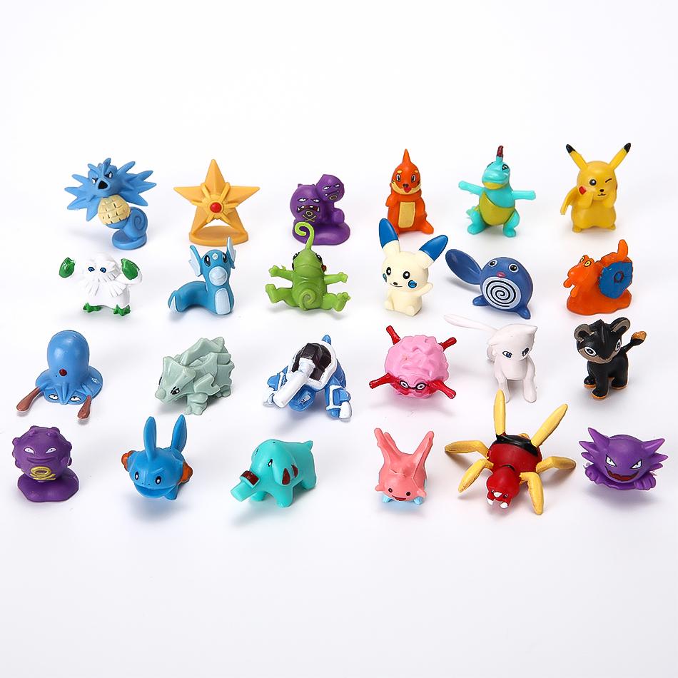 Kids Childrens Toys Toys 144 Pcs/Lot Mini Pokemon Figure Pikachu Scale Ratio Model 2-3cm Kawaii Figurine PVC Dolls 6*24pcs
