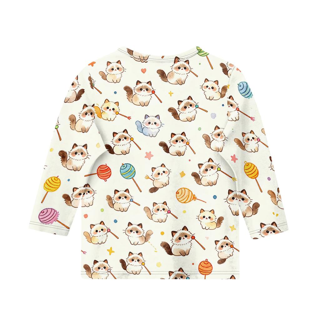 Kinder Tierdruck Rundhals Dreiviertelarm Lässiges T-Shirt Weicher Leichter Stoff Bequeme Passform Geeignet für den Alltag