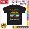 Peace Love Rock And Roll Guitar Retro Vintage T Shirt Mens Womens Tees Top Men Women Fashion NEW 2023