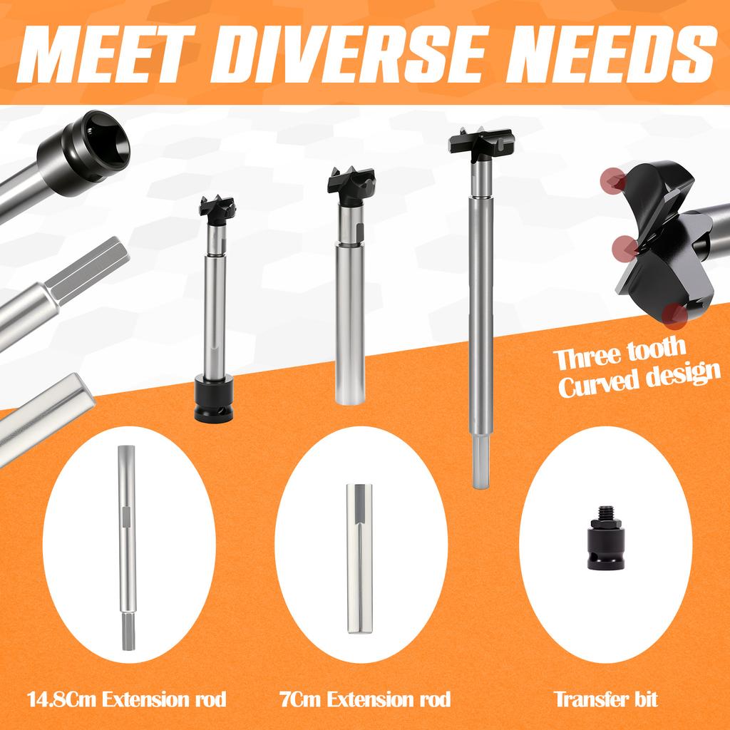 1 to 15Pcs Drill Bit Hinge Boring Bit Hole Saw Cutter Hex 1/4in Shank Woodworking Tool Woodworking Drill Bit Hole Cutting Tool