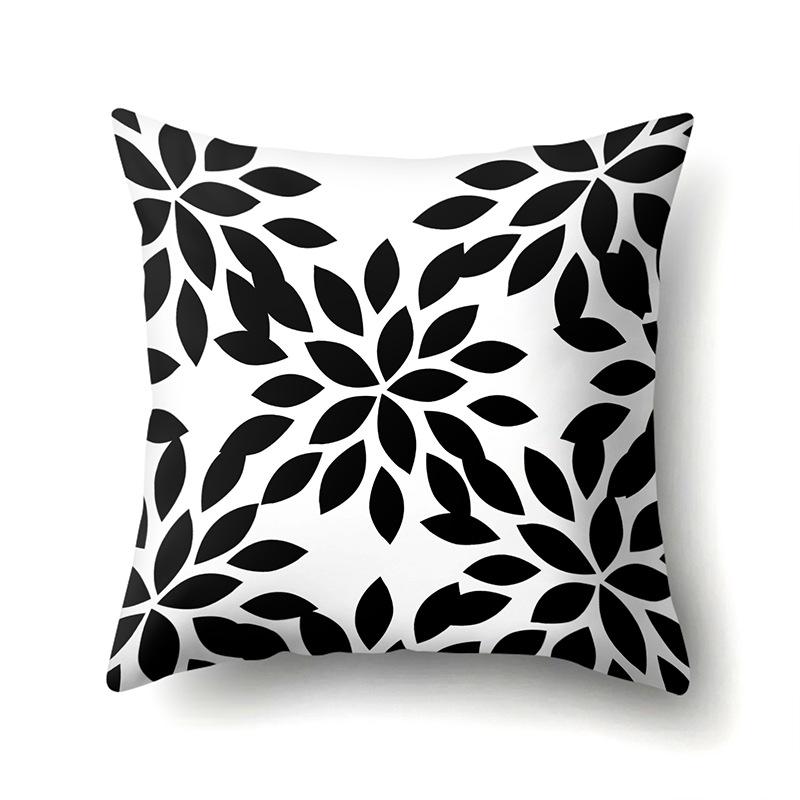 Polyester Pillowcase Black and White Printed Pillowcase Waist Cushion Cover Geometric Cushion Head Cushion Cover