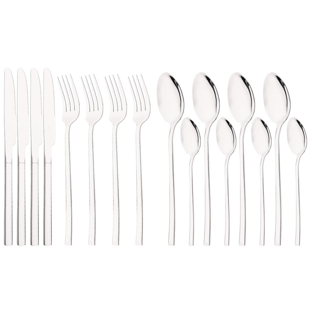 

16Pcs Rainbow Dinnerware Stainless Steel Cutlery Set Western Knife Fork Spoon Dinner Flatware Set Kitchen Silverware Tableware