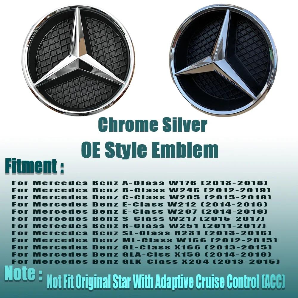 Car Sticker For Mercedes Benz Silver Border 3D Mirror Emblem For Mercedes Benz A W176 B W246 C W205 Class Matte Black OE Style F