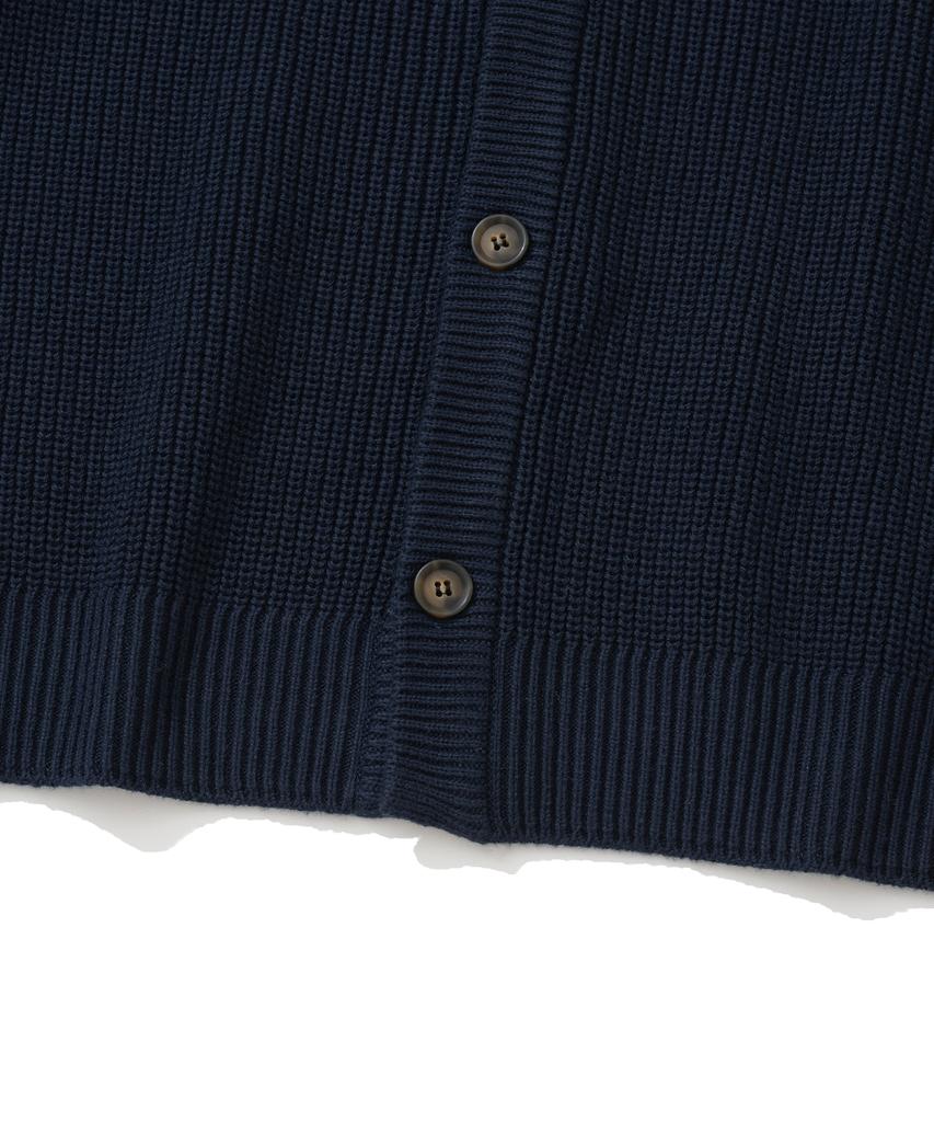 Knitted [Knitted X Fashion Planet] Cotton Waffle Round Cardigan Navy