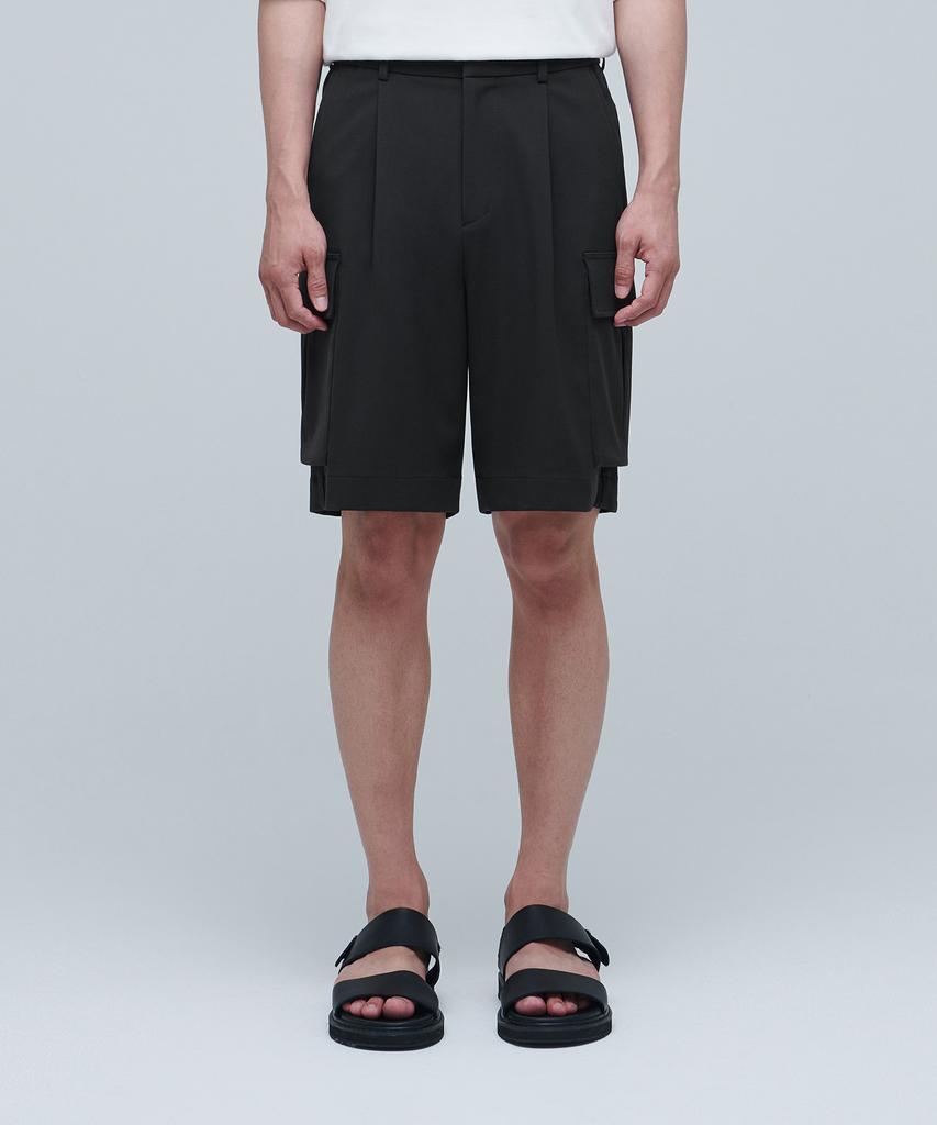 MUSINSA STANDARD Wide Banding Cargo Half Slacks [Dark Gray]