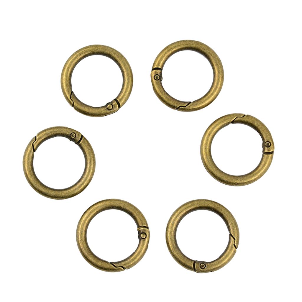 6Pcs 28mm Round Circle Carabiner Spring Snap Clip Hook Keychain