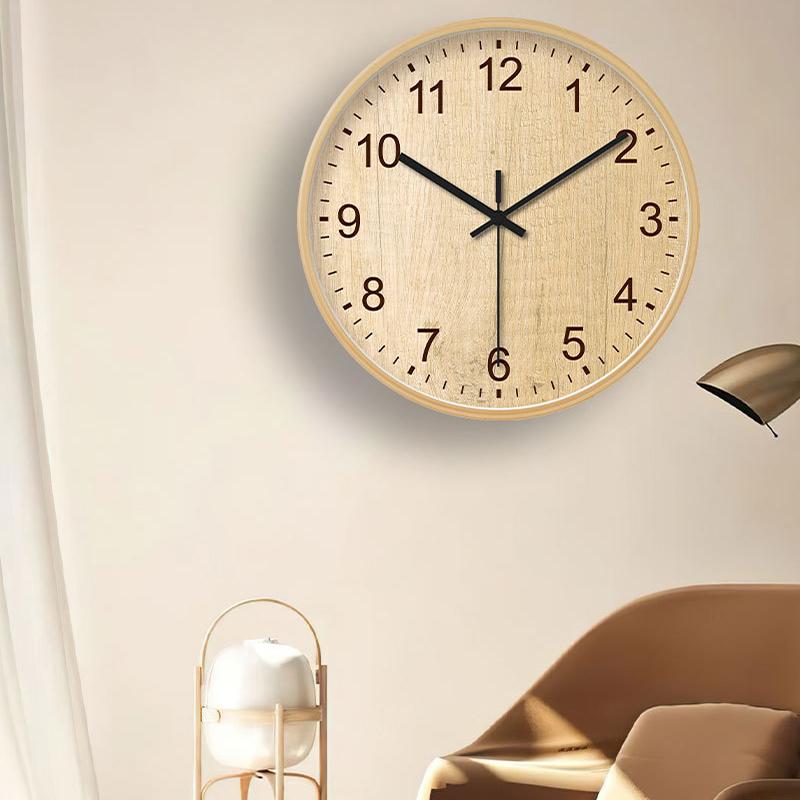 Japanese Style Silent Wooden Wall Clock Natural Wood Frame Minimalist Quartz Clock for Living Room Bedroom Decor