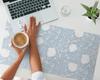 Vinyl Desk Mat with Stylish Retro Floral Print 90x45 cm