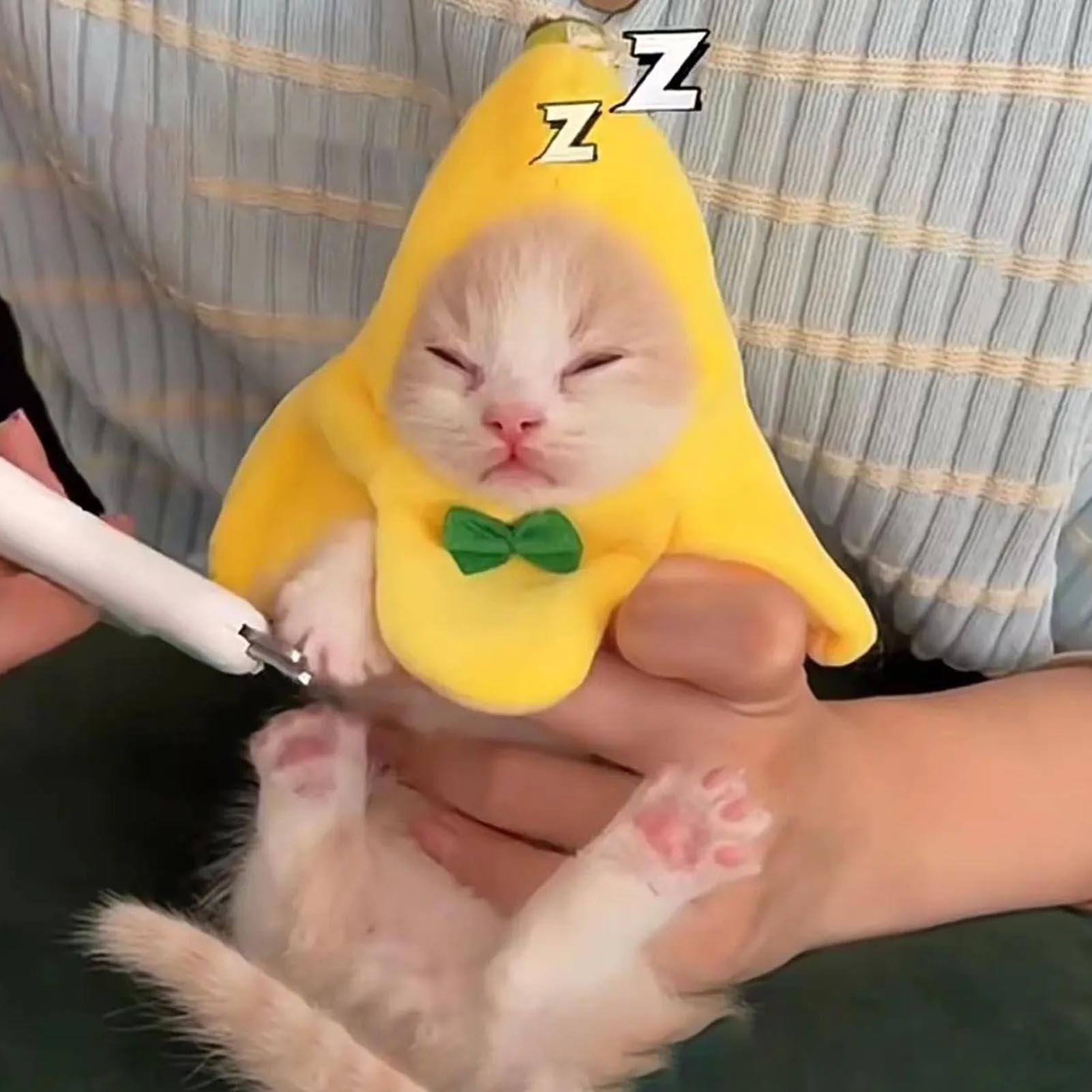 Plush Cat Costume Banana Hat Pet Halloween Banana Hat Applies to Cats Kitten Puppy Wear 10cm