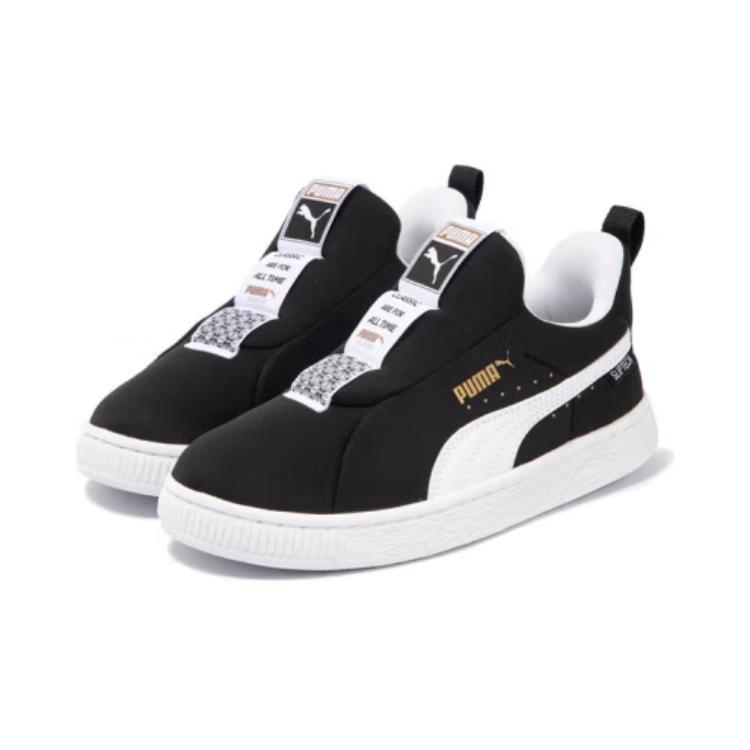 Puma Low Top Kids' Skateboarding Shoes Black White Gold Children Aged 3 7 Years Old 401140-01