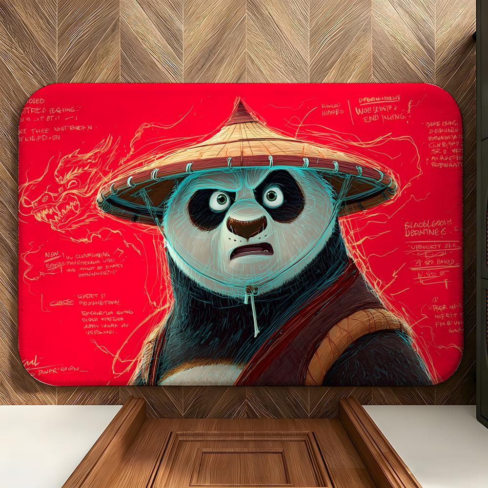 Movie K-Kung Fu P-Panda Floor Mat Soft Flannel Floor Mat Suitable for Entryways, Living Rooms, Bedrooms, and Bathrooms