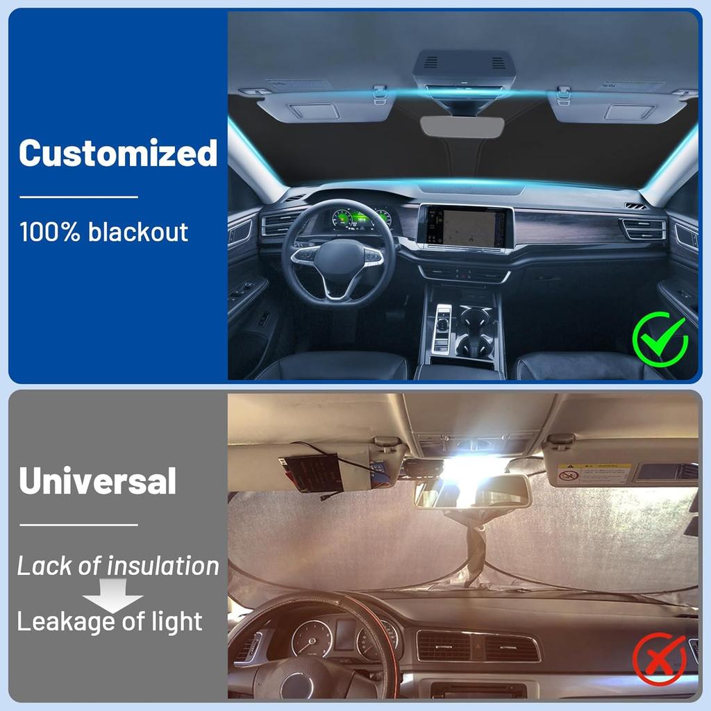 Windshield Sun Shade for Toyota Tacoma 2016-2025,  Fit Car Sun Shades with 420D Fabric & Foldable Memory Steel Wire, Sunshade for Car Windshield