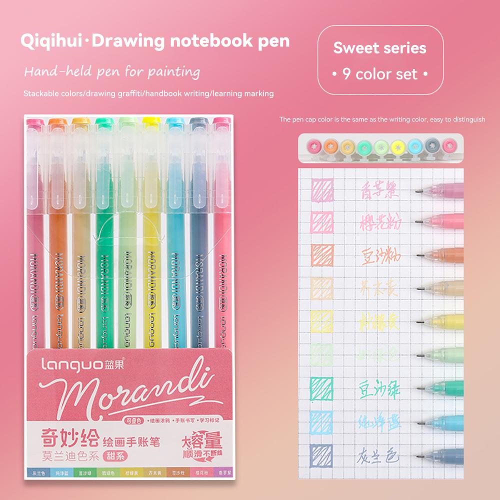 Languo 207/45/9 Colors Morandi Gel Pen 0.6mm Diary Scrapbook Painting DIY Gel Pen Set Drawing Art Markers School Supplies