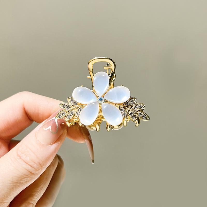 Elegant 2025 Cat s Eye Flower Medium Hair Clip - Half-Up Shark Style for Women золотой
