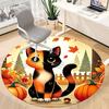 1pc Autumn Cat Office Round Area Rug,  Mat Suitable ForOffice, Under Office Chairs Bedroom Living Room Home Decor, Room Deco