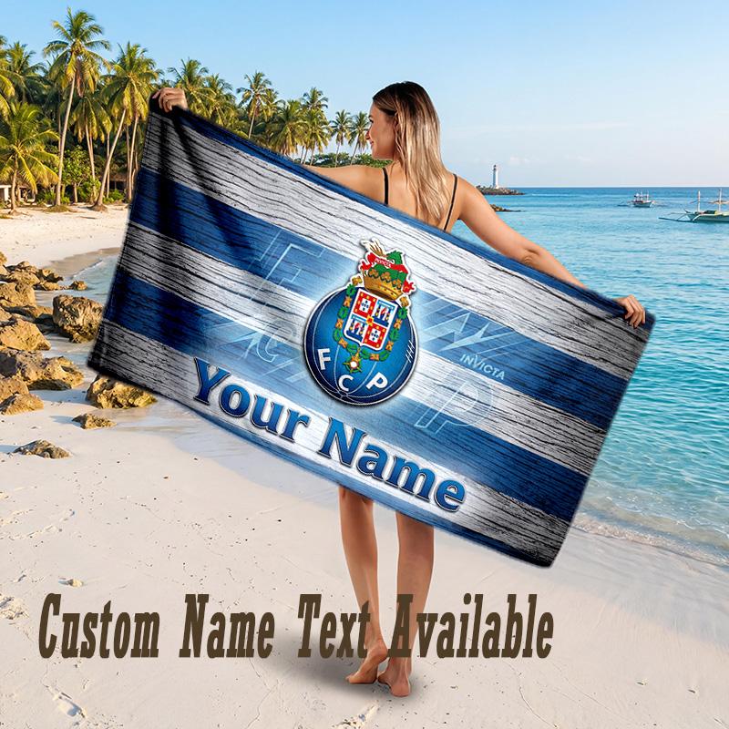 FC Porto Design Beach Towel Custom Text Large Towel for Beach Vacation