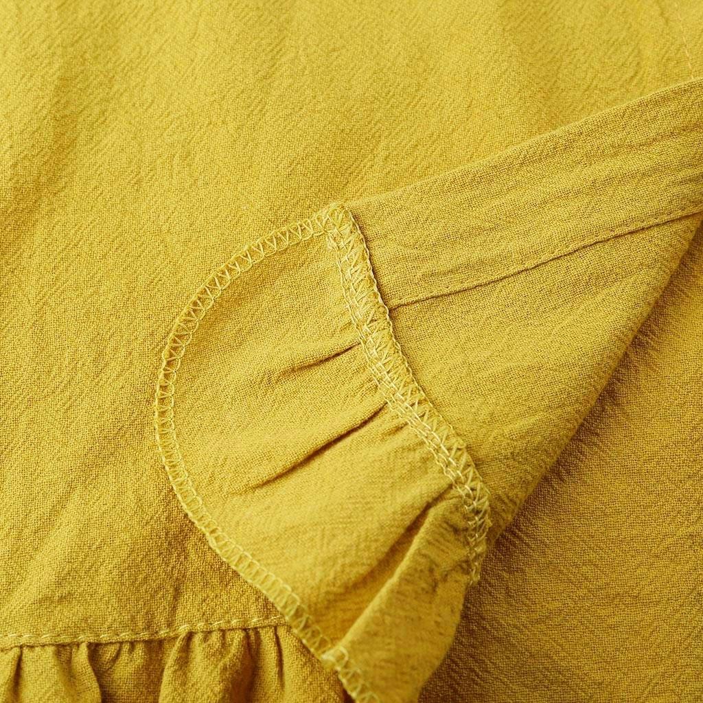 Women's Cotton And Linen Lace Color Button Up Shirt Upper Hem Short Sleeve