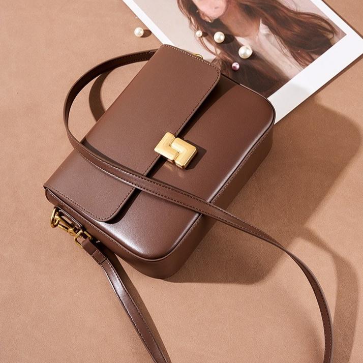Genuine Leather Bag Women's Bag New Messenger Bag Women's Commuting Shoulder Tofu Bag Small Square Bag Cowhide Bag