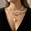 Exquisite Baroque Imitation Pearl Necklace for Women Minimalist Irregular Heart Shape Layered Chain Friendship Jewelry Gifts