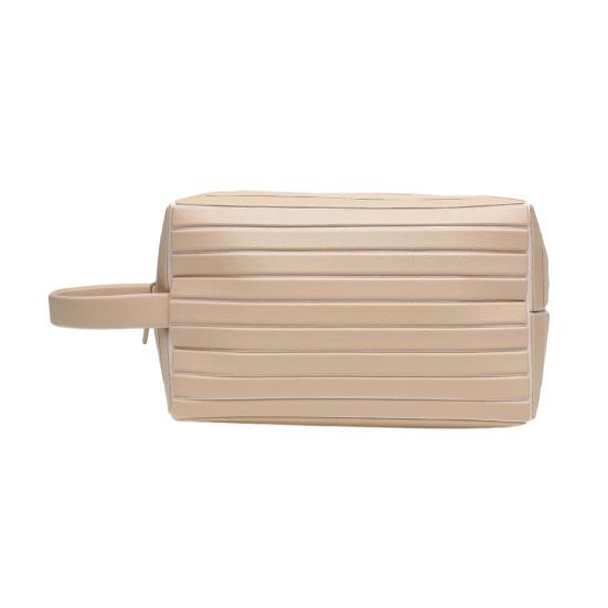 

Fold Down Cosmetic Bag Portable Travel Makeup Bag Large Capacity Foldable Makeup Pouch for Easy Access Dresser Daily Use абрикосовый