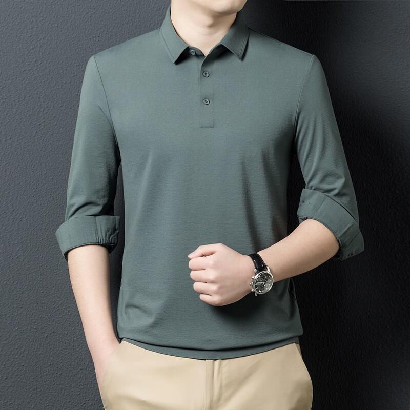 FENGXUN Men's Solid Color Long-Sleeve Polo Shirt FXT5073