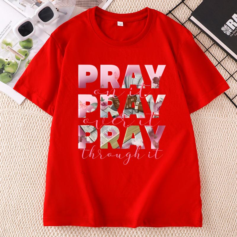 Pray Over It Print TShirt Unisex Casual Crew Neck Short Sleeve Tshirts Unisex And Unisex Casual Summer TShirts Streetwear