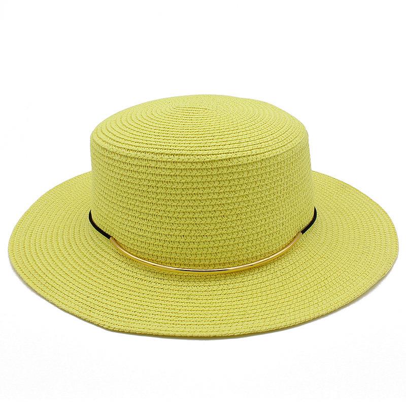 High quality Panama straw hat women's flat top visor spring and summer outing beach hat straw gentleman's hat