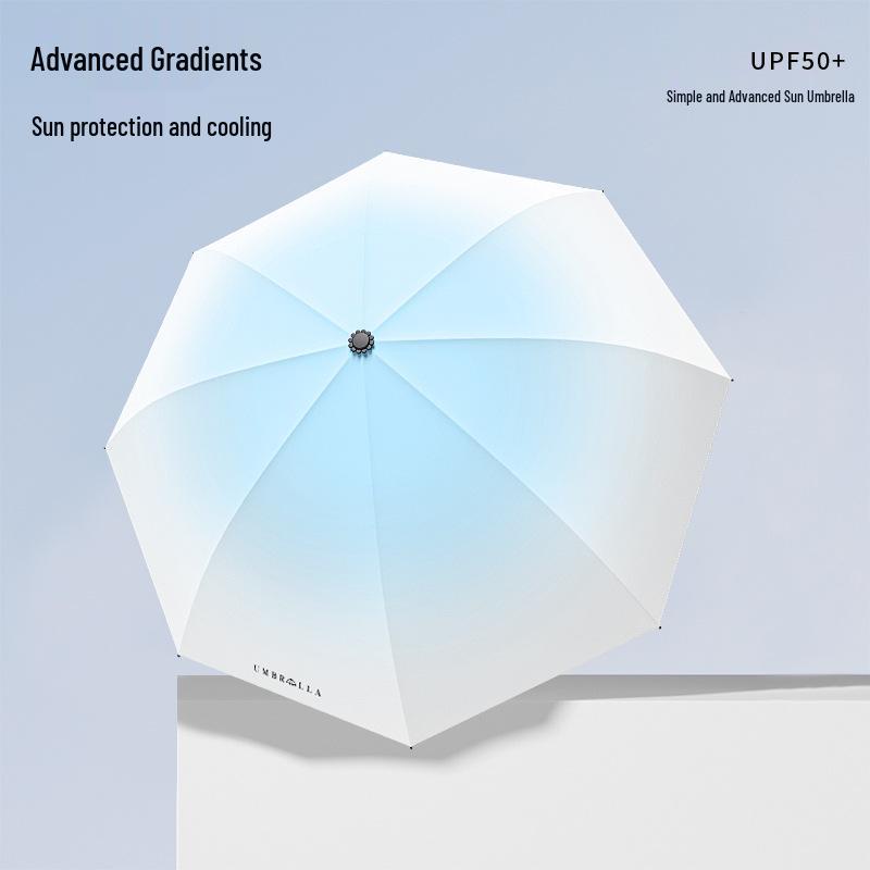 Gradient 8-Rib UV Protection Folding Umbrella - Sun and Rain Ready