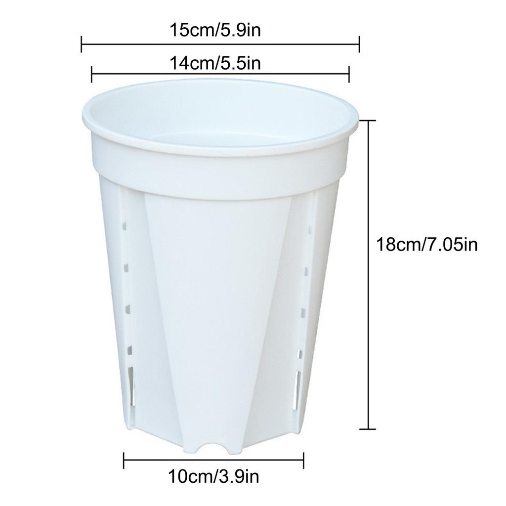 White Plastic Planter with Tray Breathable Root Control Pot for Orchids & Tropical Plants (5 Pack)