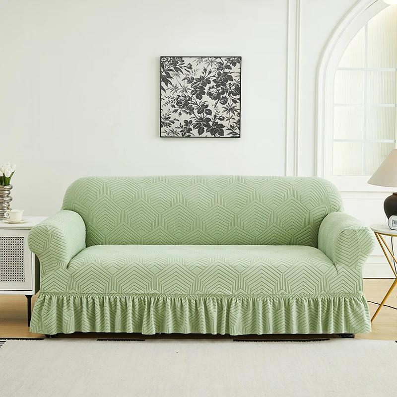 1 PC Jacquard Sofa Cover with Skirt Splash can be easily removed Couch Cover Protector of Bench with Armrest