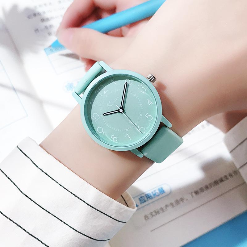 

Водонепроникний кварцовий годинник для дівчат середнього та старшого шкільного віку - Простий дизайн світло-зелений колір