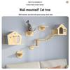 Wall-Mounted Solid Wood Cat Climbing Frame with Bed, Jumping Platform, and Scratching Post