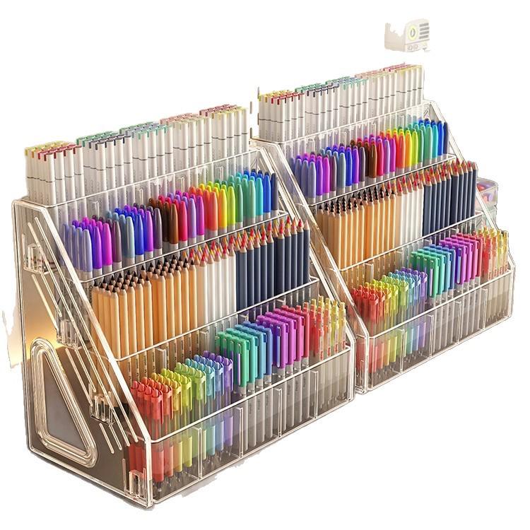 Acrylic Watercolor Pen and Brush Organizer - Large Capacity Desktop Storage Box