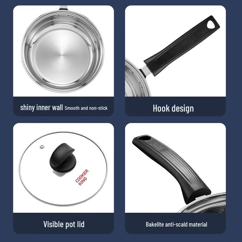 COOKER KING 16cm 304 Stainless Steel Milk Pot with Steamer