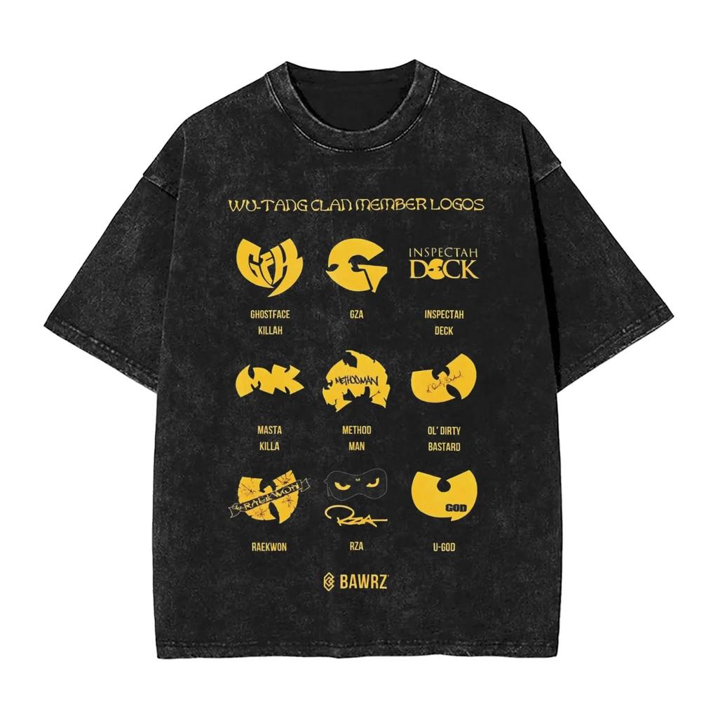 Heißer Verkauf Clan Wu Tang Globale Tour Mercah Grafikdruck T-Shirt Harajuku Mode Übergroßes T-Shirt Unisex Vintage Gewaschene Baumwolle Oberteile