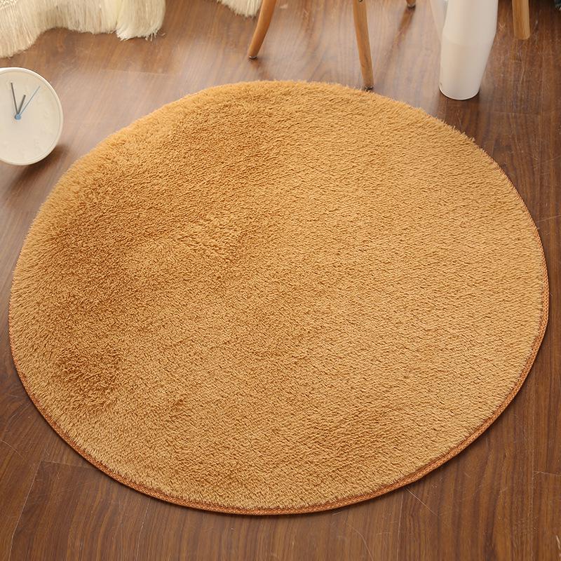 Silk Wool Round Rug Carpet Living Room Bedroom Bedside Floor Mat Tender Comfortable Simple Daily Warmth Various Colors Aesthetic