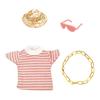 Porch Goose Costumes for 7 Inch Goose Statue, Striped Sweater Straw Hat Sunglasses Chain Set, Easy To Wear Soft Fabric Outdoor Decor Accessories